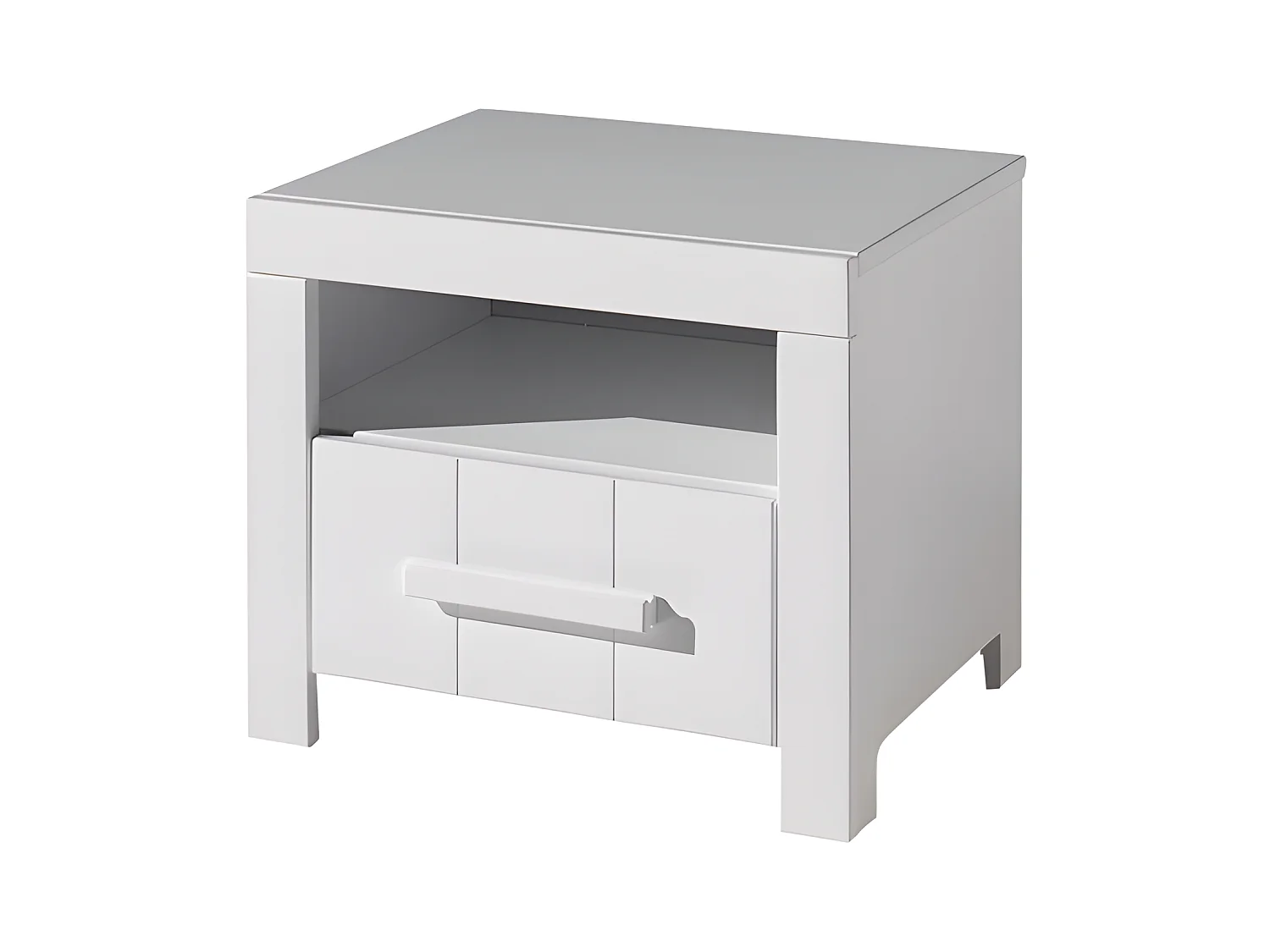 Pack - Lit Enfant, Sommier & Chevet "Erik" 90x200cm Blanc