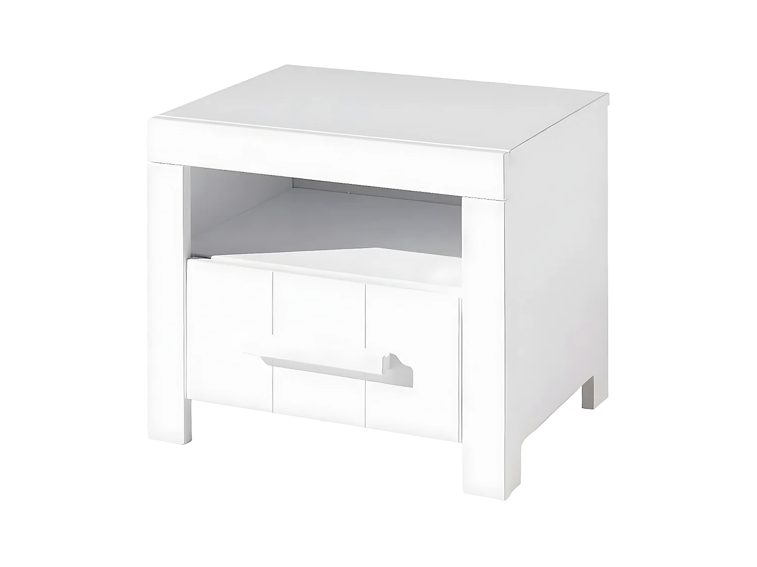 Pack - Lit Enfant, Sommier & Chevet "Erik" 90x200cm Blanc