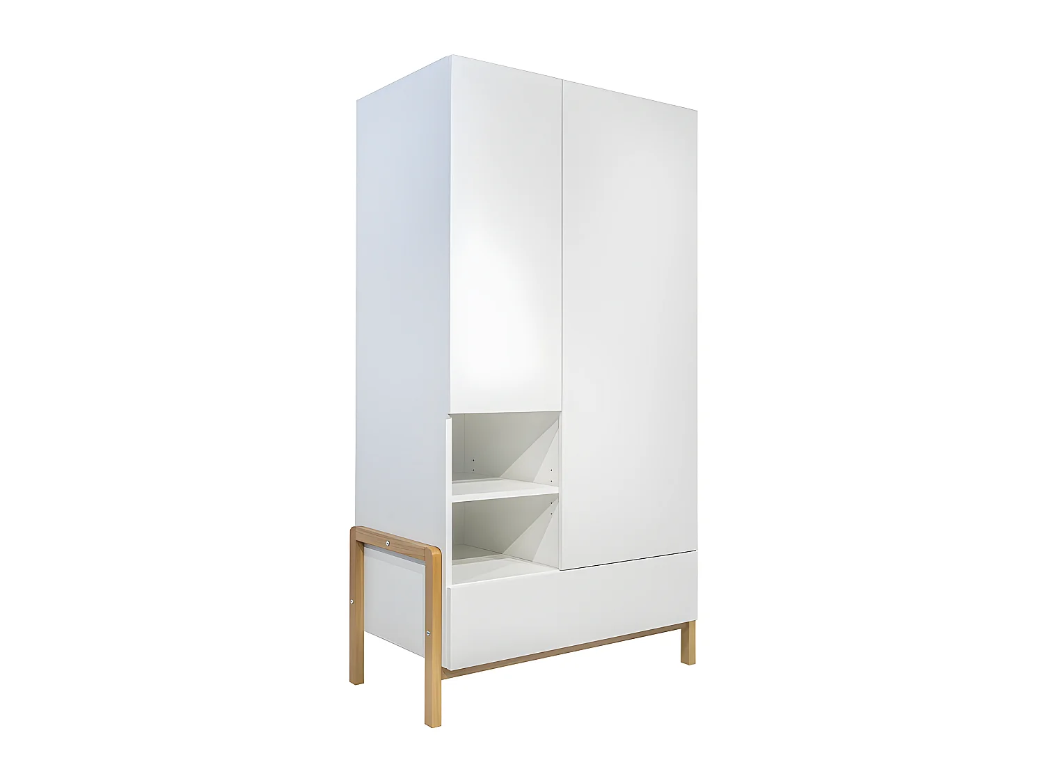 Lit bébé 60x120 et armoire 2 portes Victor - Blanc et Chêne