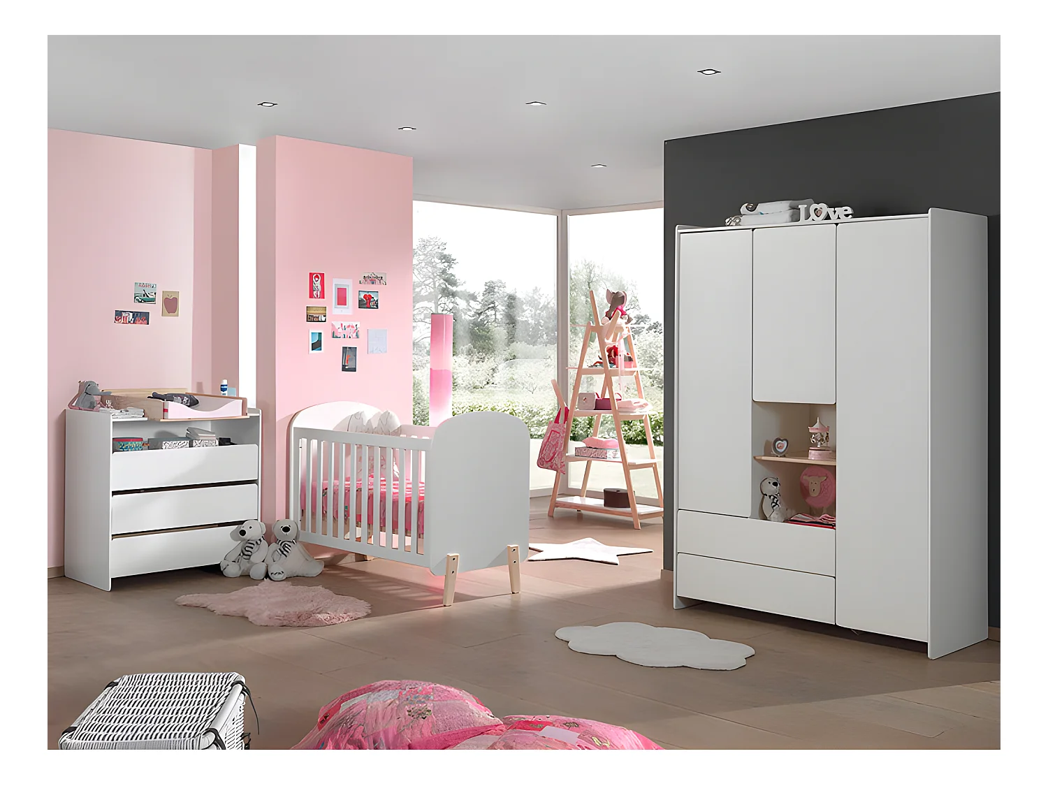 Chambre Complète Bébé 5P "Kiddy" Blanc