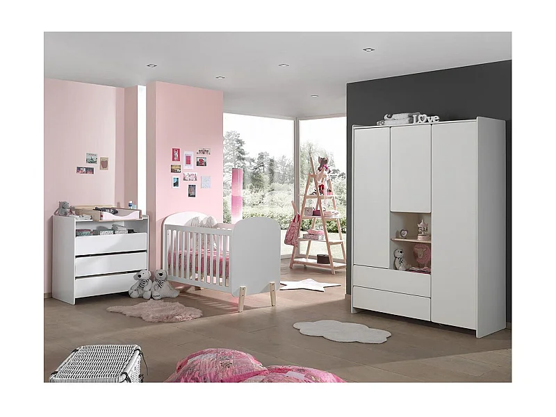 Chambre Complète Bébé 5P "Kiddy" Blanc