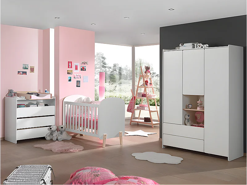 Chambre Complète Bébé 5P "Kiddy" Blanc