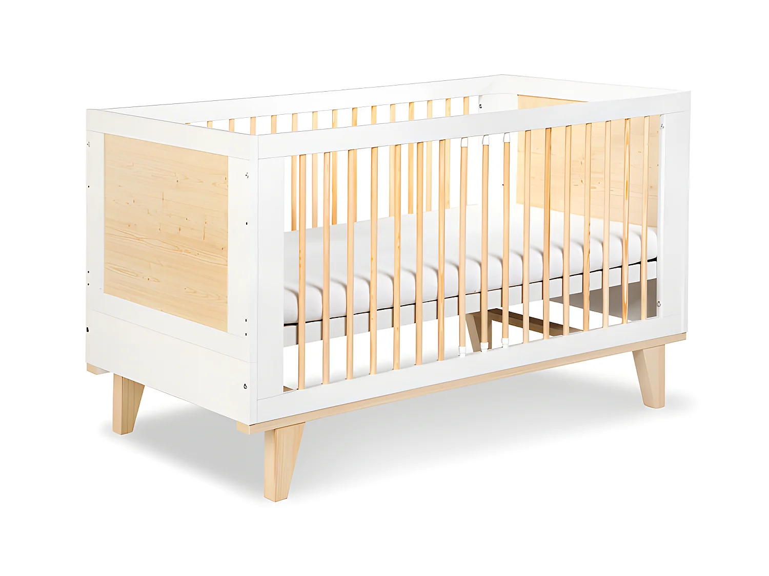 Lit bébé évolutif et Commode à langer LittleSky by Klups Lydia - Blanc