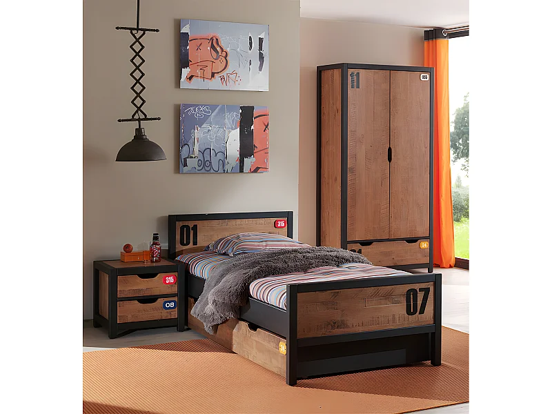 Chambre Complète Enfant 5 Pièces "Alex" Marron & Noir