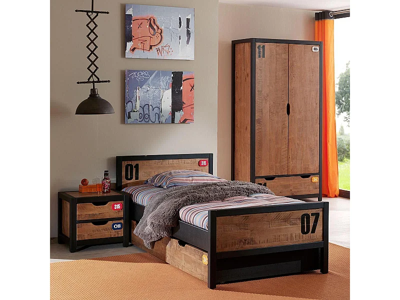 Chambre Complète Enfant 5 Pièces "Alex" Marron & Noir