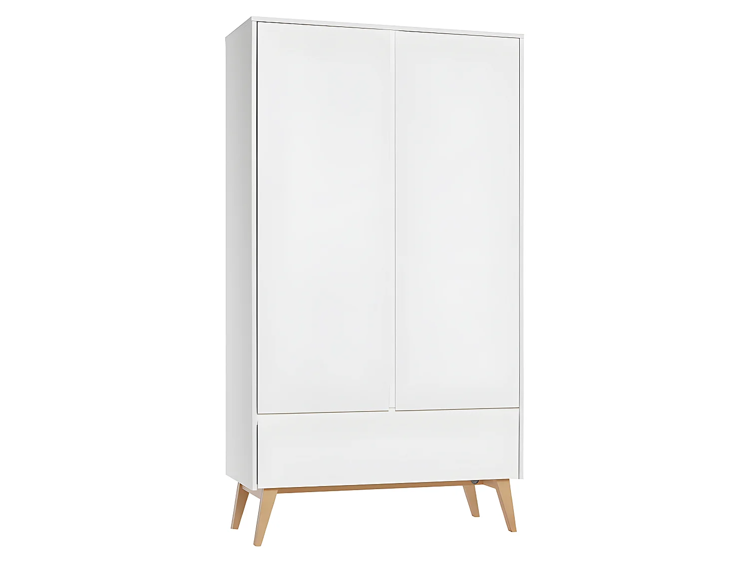 Lit évolutif 70x140 et armoire 2 portes Swing - Blanc et bois