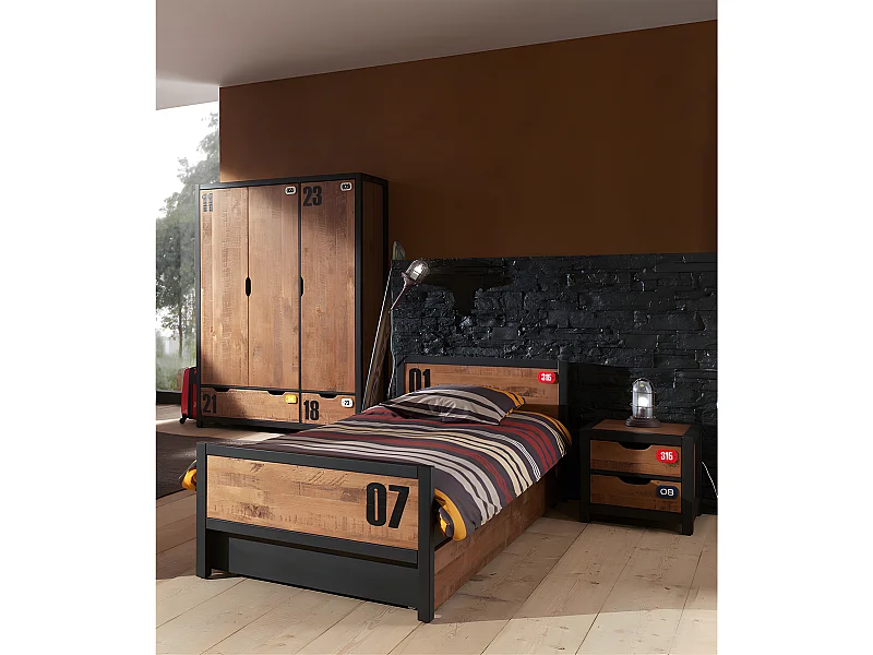Chambre Complète Enfant 5P "Alex II" Marron & Noir