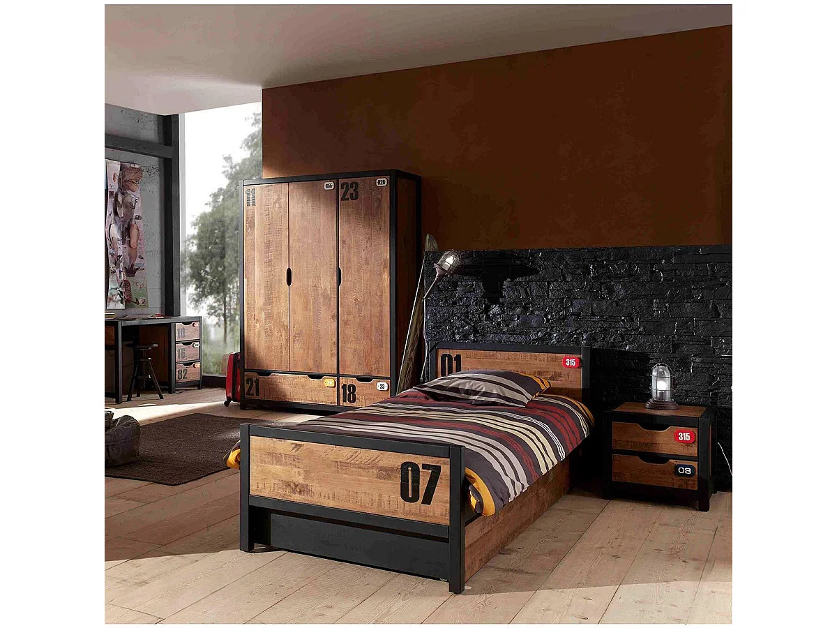 Chambre Complète Enfant 5P "Alex II" Marron & Noir