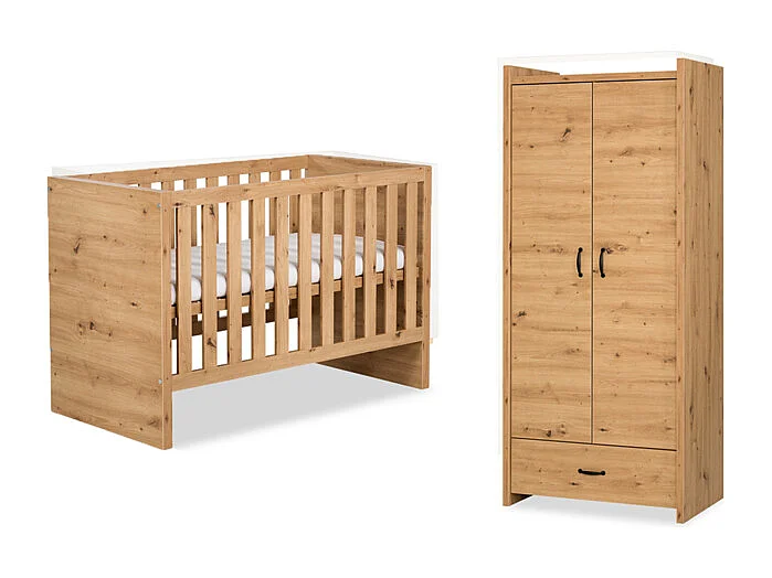 Lit bébé et Armoire LittleSky by Klups Amelia Oak Chêne