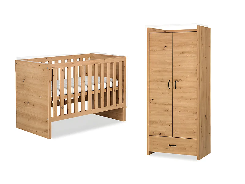 Lit bébé et Armoire LittleSky by Klups Amelia Oak Chêne