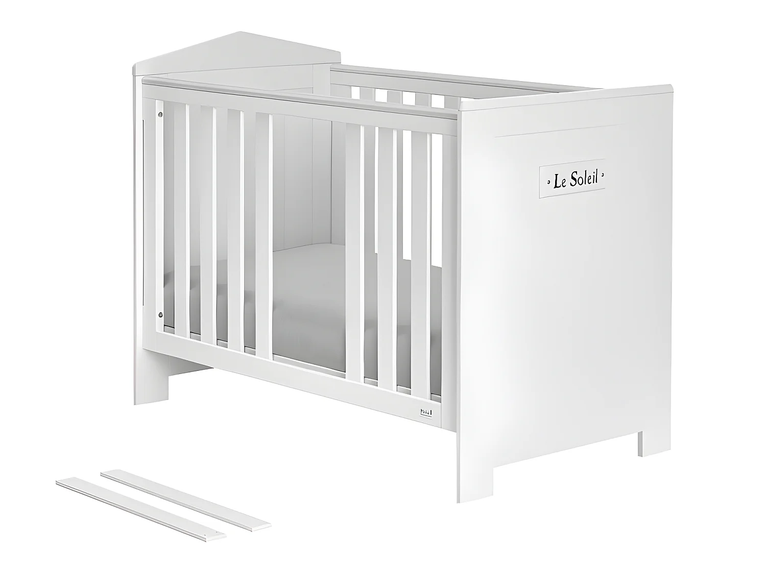 Chambre complète lit bébé - commode à langer - armoire Marsylia MDF Blanc