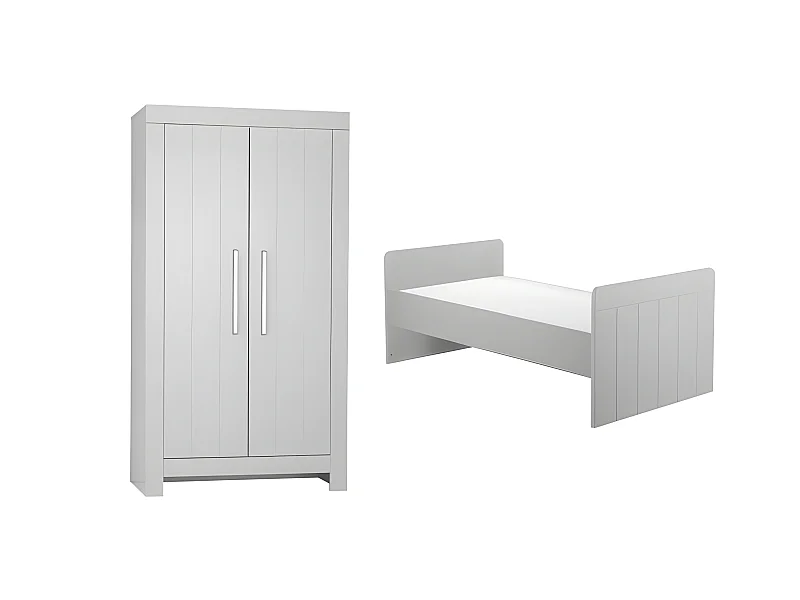 Lit bébé évolutif et Armoire Calmo Gris