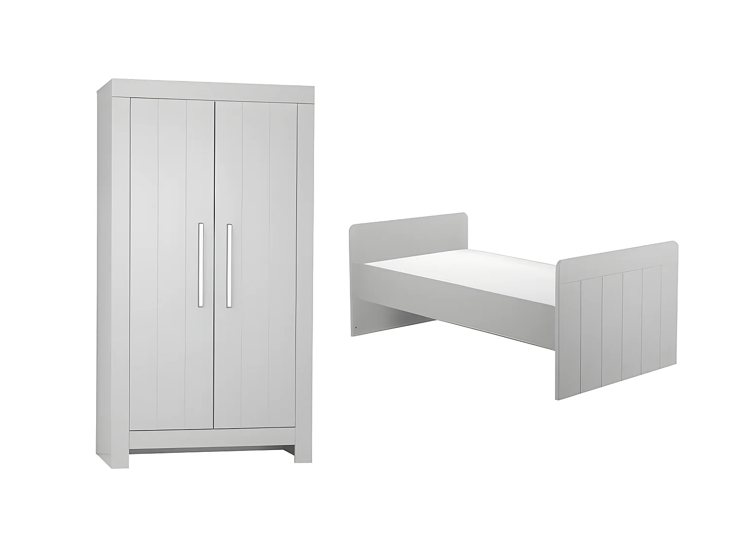 Lit bébé évolutif et Armoire Calmo Gris