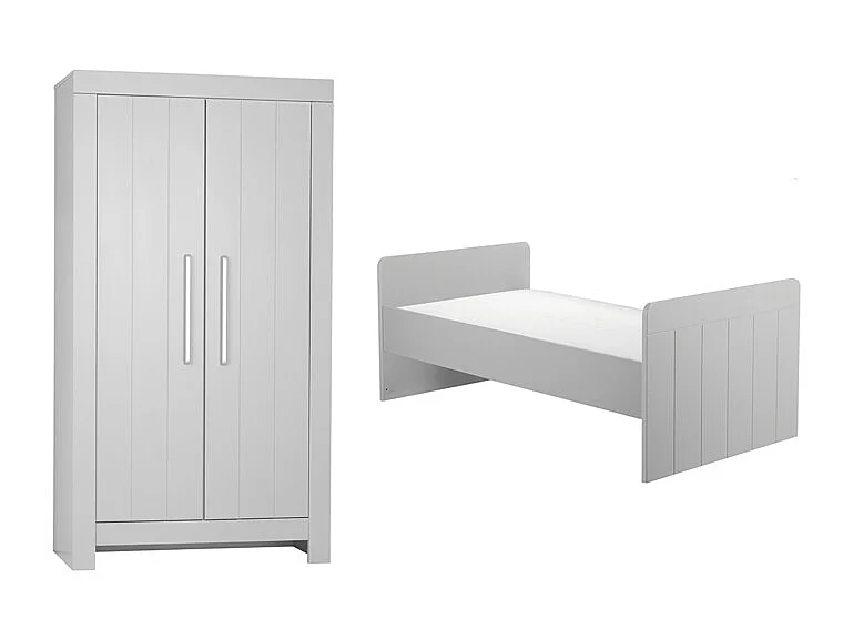 Lit bébé évolutif et Armoire Calmo Gris