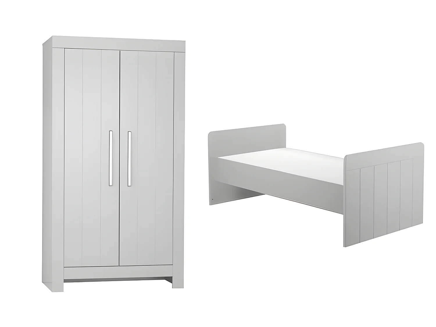 Lit bébé évolutif et Armoire Calmo Gris