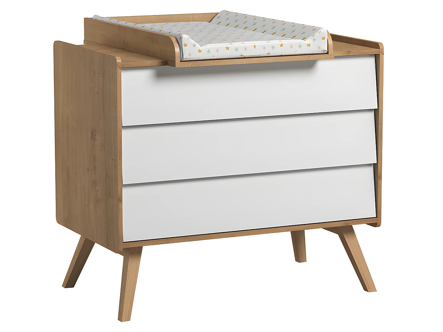 Chambre complète lit bébé évolutif - commode à langer - chiffonnier Vintage Bois Blanc