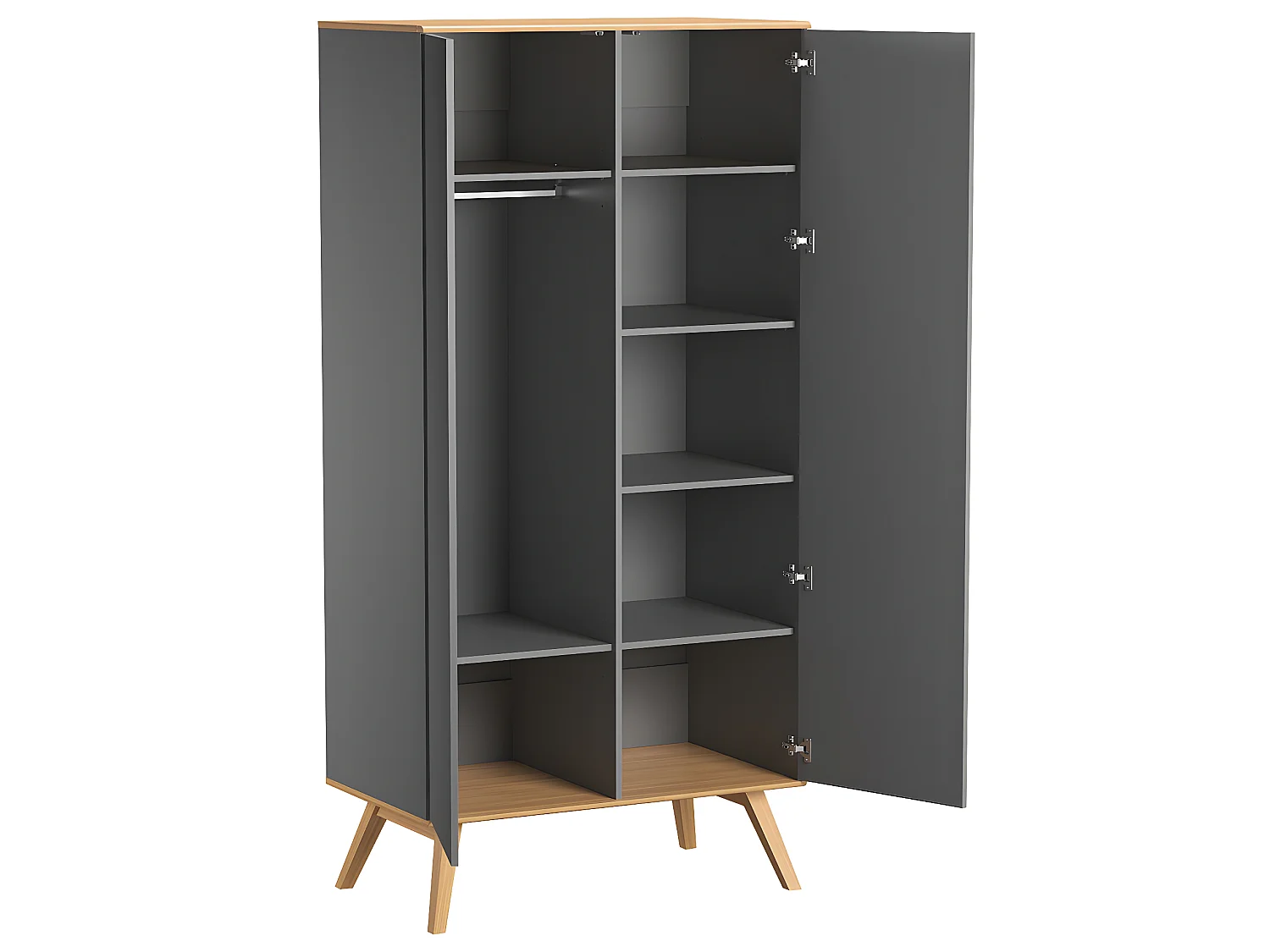 Lit bébé et Armoire Nature Gris