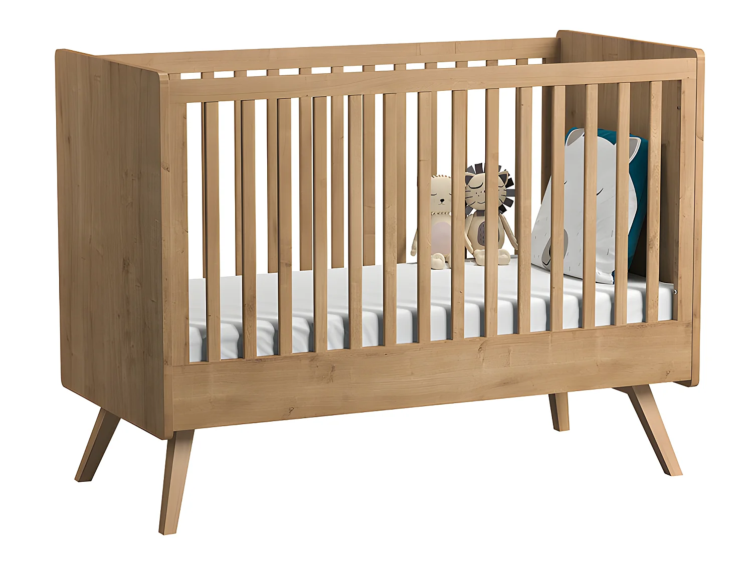 Chambre complète lit bébé - commode 3 tiroirs - armoire 2 portes Vintage Bois Bleu