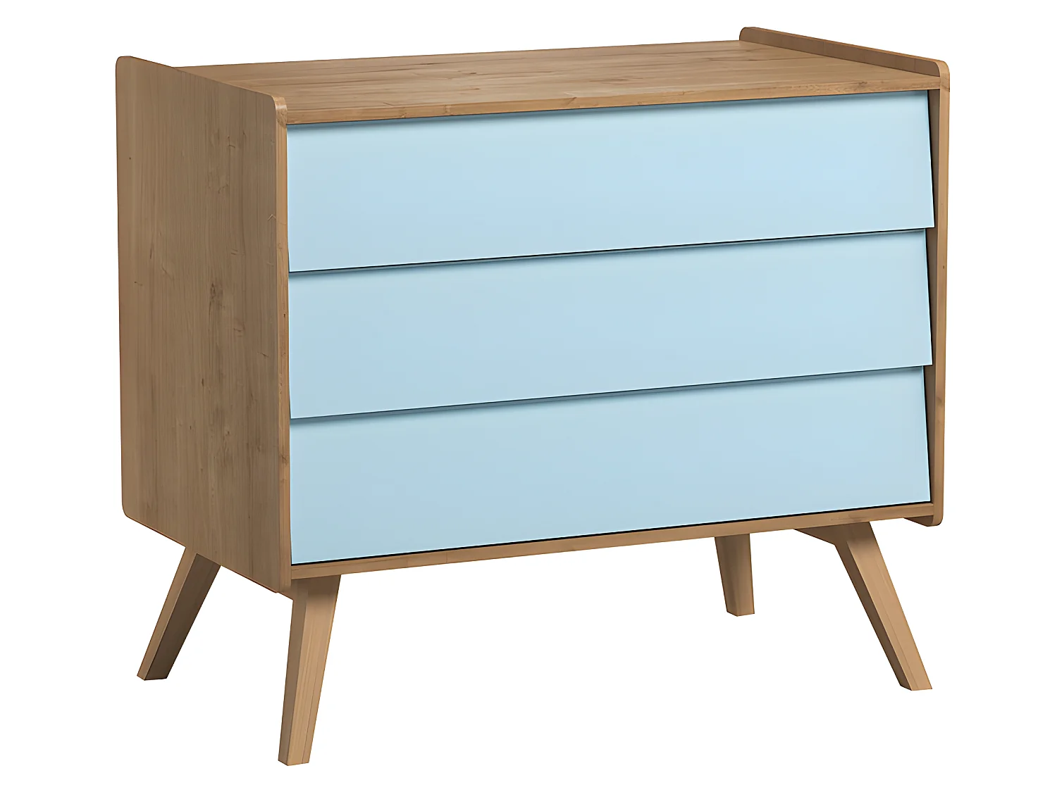 Chambre complète lit bébé - commode 3 tiroirs - armoire 2 portes Vintage Bois Bleu