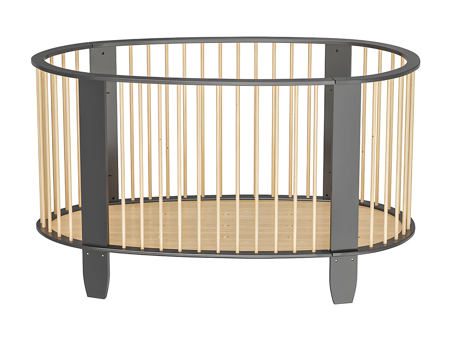 Lit bébé évolutif et armoire Oeuf Gris anthracite et bois