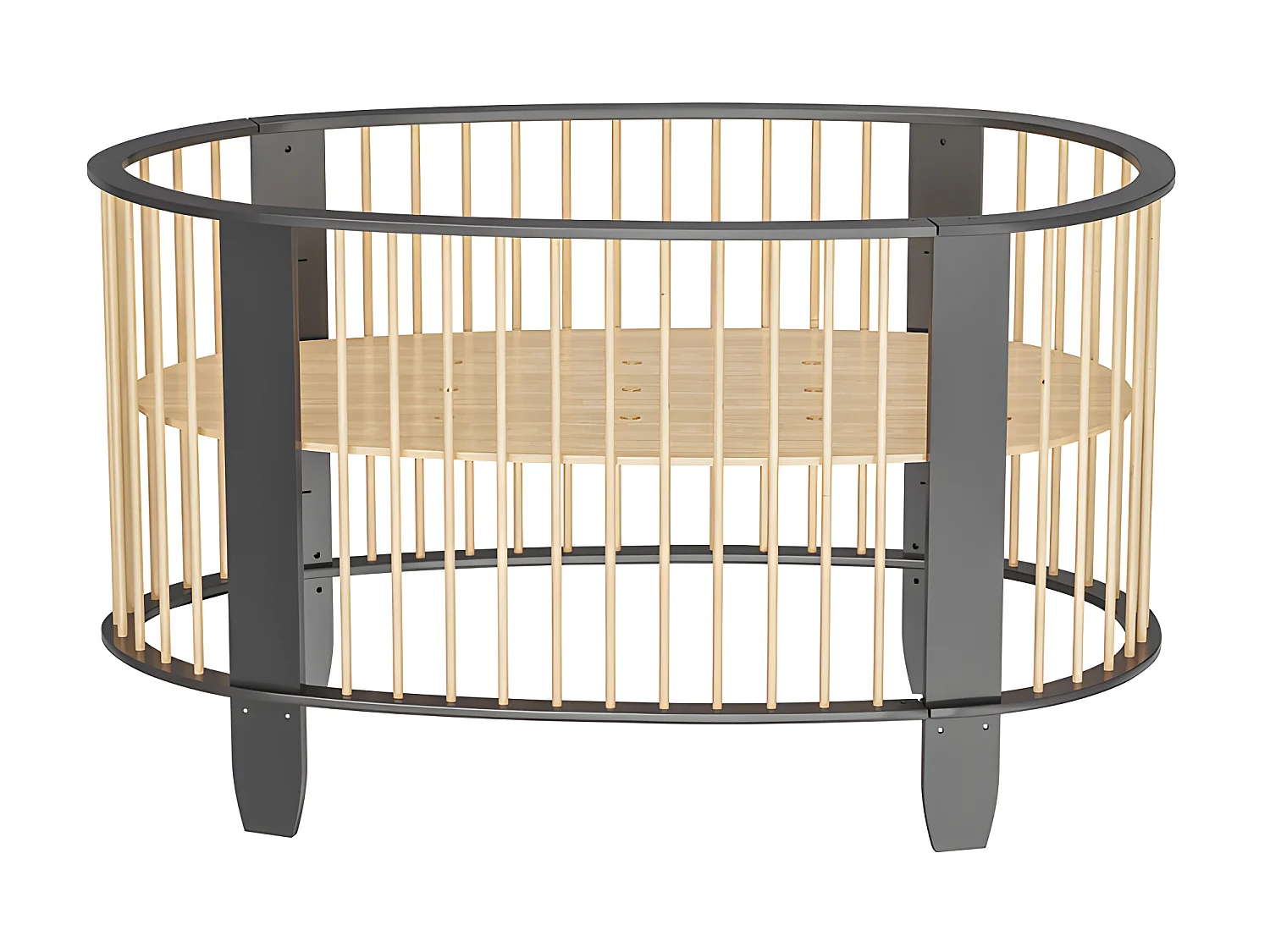 Lit bébé évolutif et armoire Oeuf Gris anthracite et bois