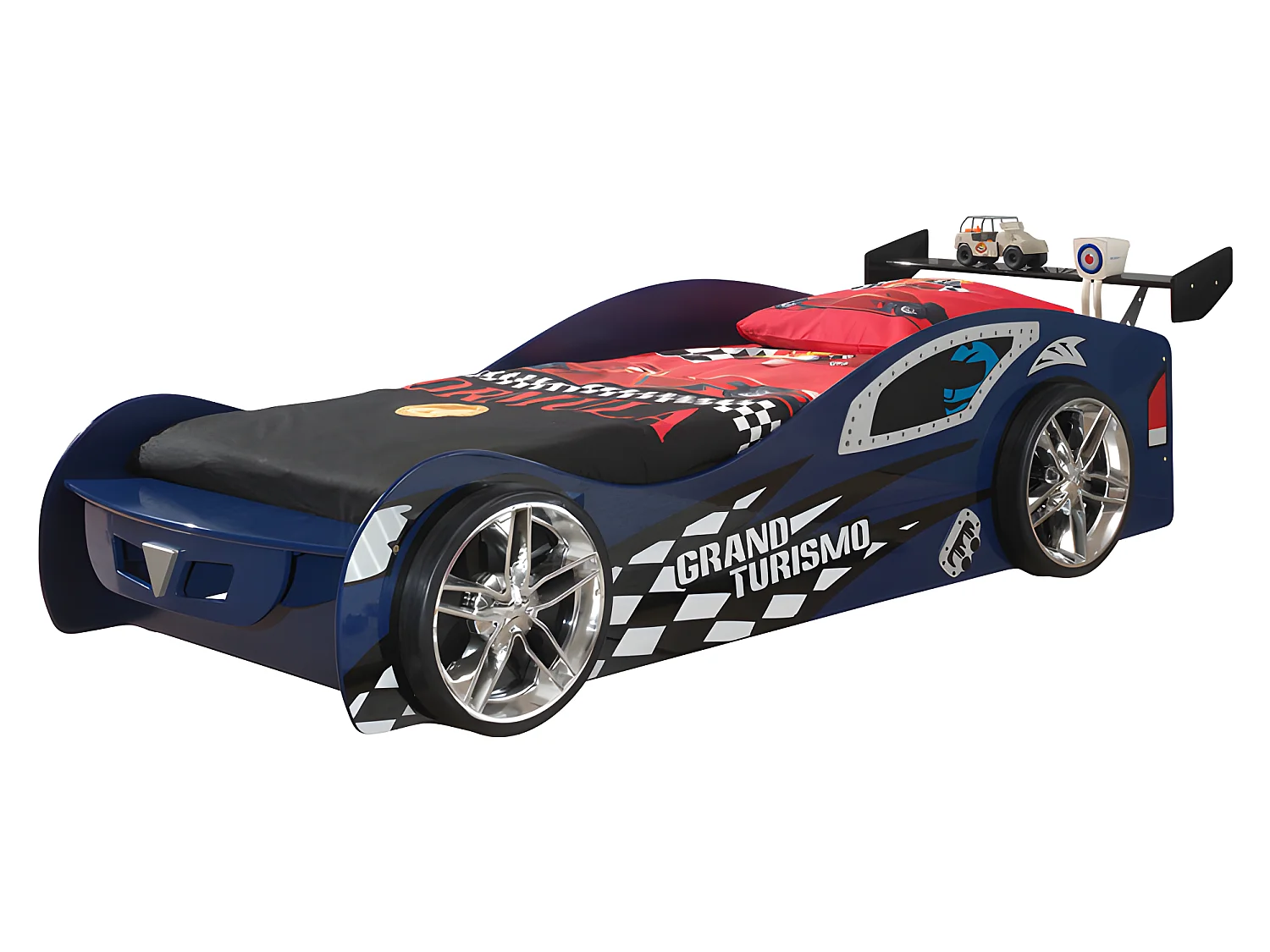 Pack - Lit Enfant Voiture & Armoire "Gran Turismo" Bleu & Rouge