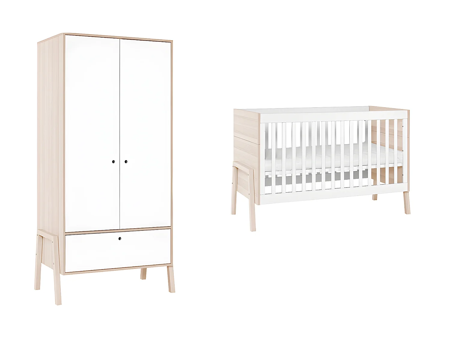 Lit bébé et Armoire Spot Blanc