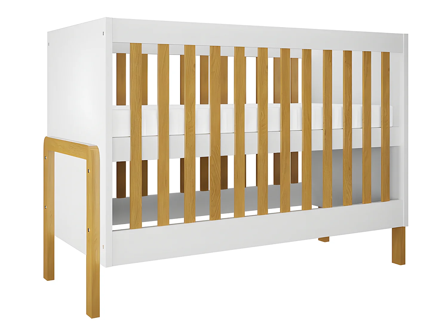 Lit bebe 60x120 et commode 3 tiroirs Victor - Blanc et Chêne
