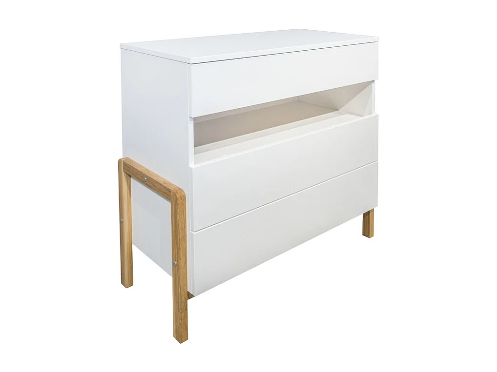 Chambre complète lit bébé 60x120 commode 3 tiroirs et armoire 2 portes Victor - Blanc et Chêne