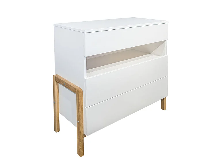 Chambre complète lit bébé 60x120 commode 3 tiroirs et armoire 2 portes Victor - Blanc et Chêne