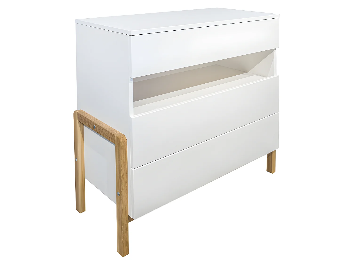 Chambre complète lit bébé 60x120 commode 3 tiroirs et armoire 2 portes Victor - Blanc et Chêne