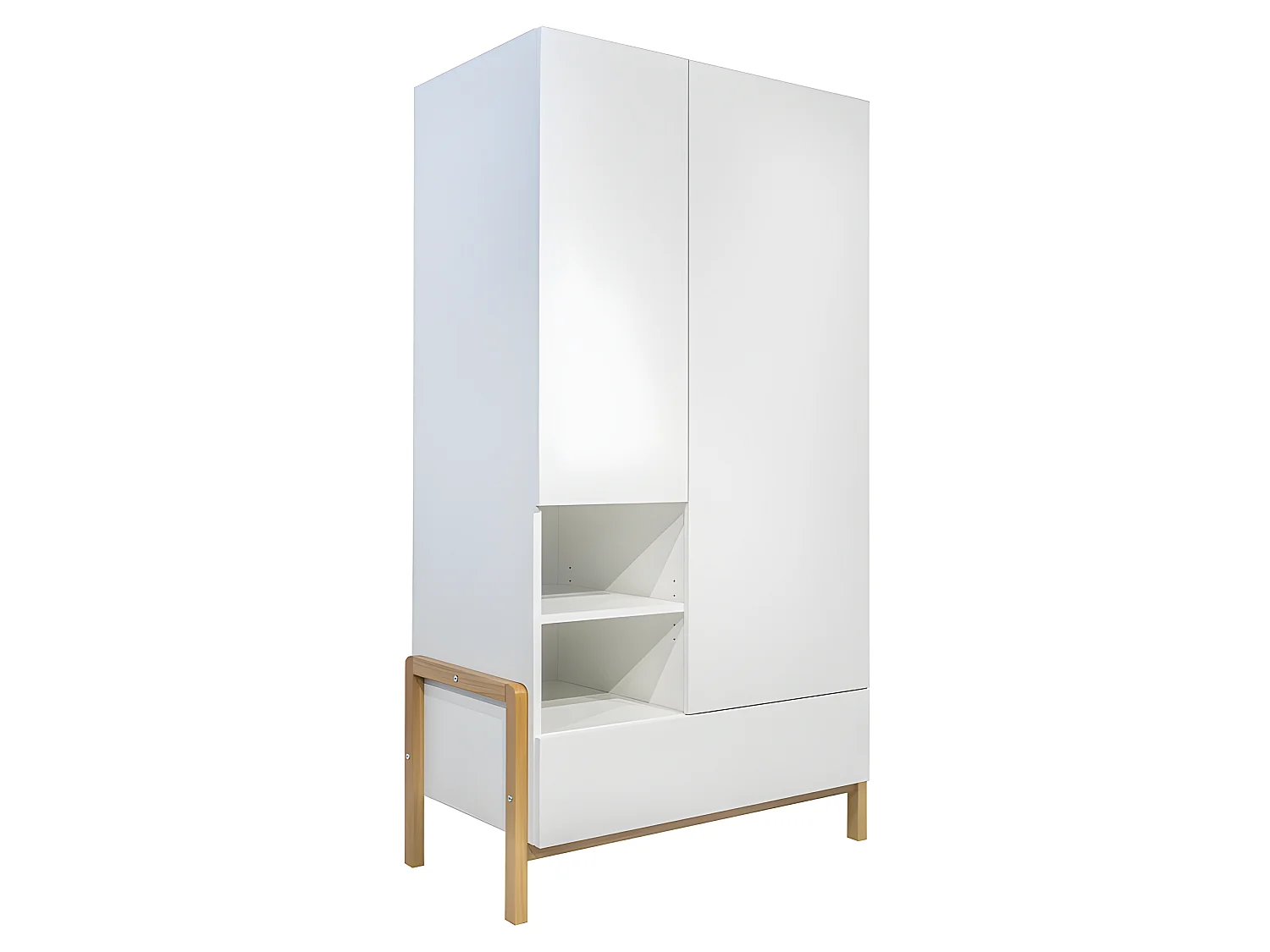 Chambre complète lit bébé 60x120 commode 3 tiroirs et armoire 2 portes Victor - Blanc et Chêne