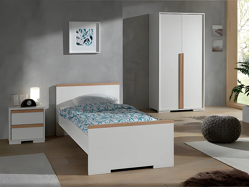 Pack - Lit Enfant, Chevet & Armoire "London" Blanc