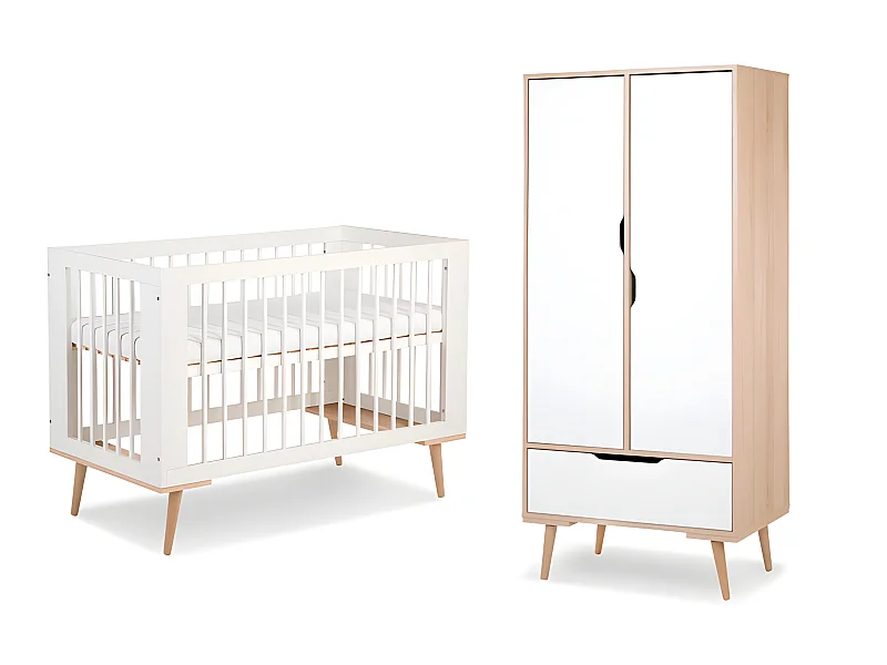Lit bébé et armoire LittleSky by Klups Sofie Blanc