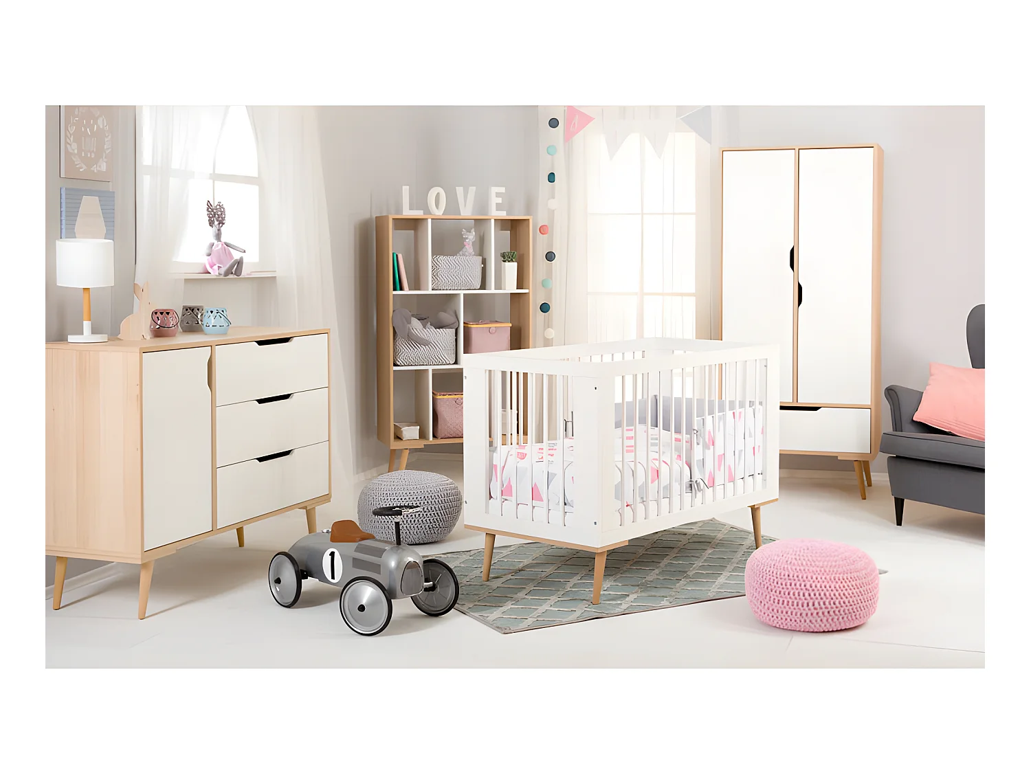 Lit bébé et armoire LittleSky by Klups Sofie Blanc