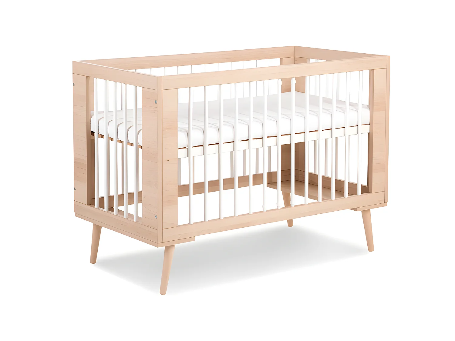 Lit bébé et Commode à langer LittleSky by Klups Sofie Hêtre et Blanc