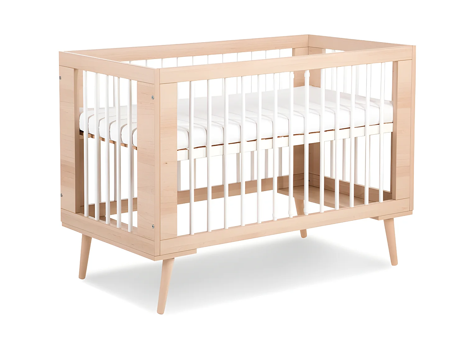 Lit bébé et Commode à langer LittleSky by Klups Sofie Hêtre et Blanc