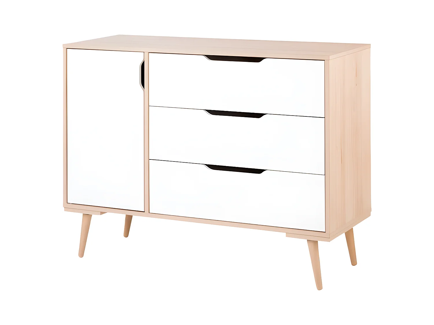 Lit bébé et Commode à langer LittleSky by Klups Sofie Hêtre et Blanc