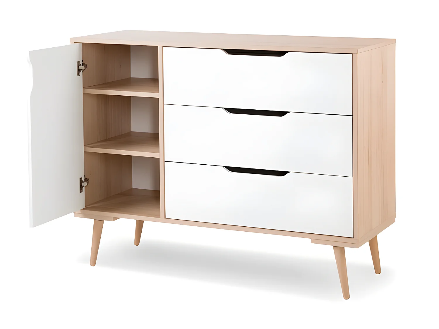 Lit bébé et Commode à langer LittleSky by Klups Sofie Hêtre et Blanc