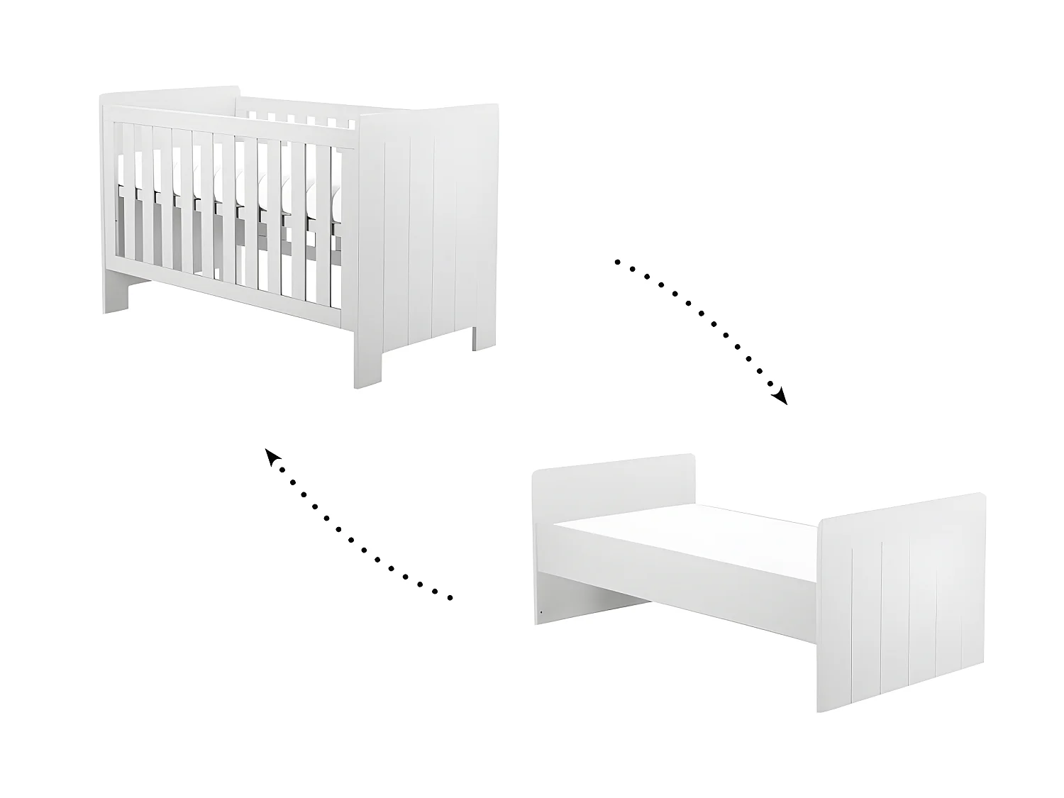 Chambre complète lit bébé évolutif - commode à langer - armoire Calmo Blanc