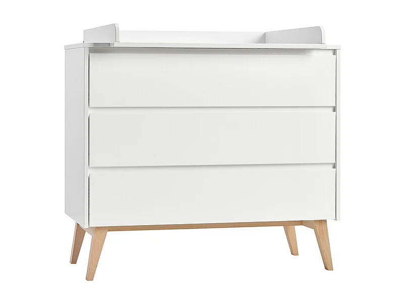 Chambre complète lit évolutif 60x120 commode à langer et armoire 2 portes Swing - Blanc et bois