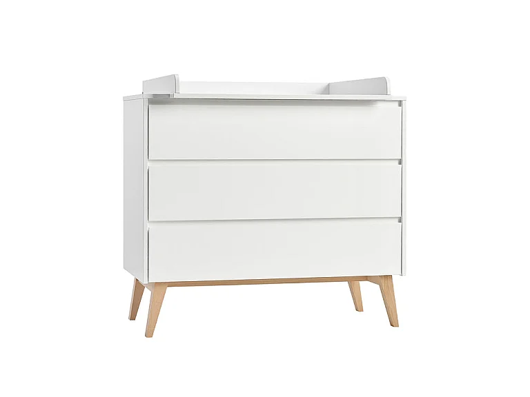 Chambre complète lit évolutif 60x120 commode à langer et armoire 2 portes Pinio Swing - Blanc et bois