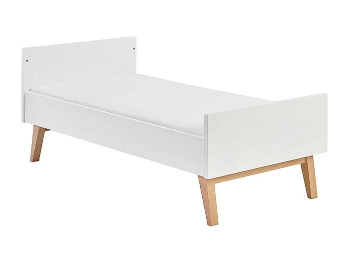 Lit évolutif 70x140 et commode 4 tiroirs 1 porte Swing - Blanc et bois