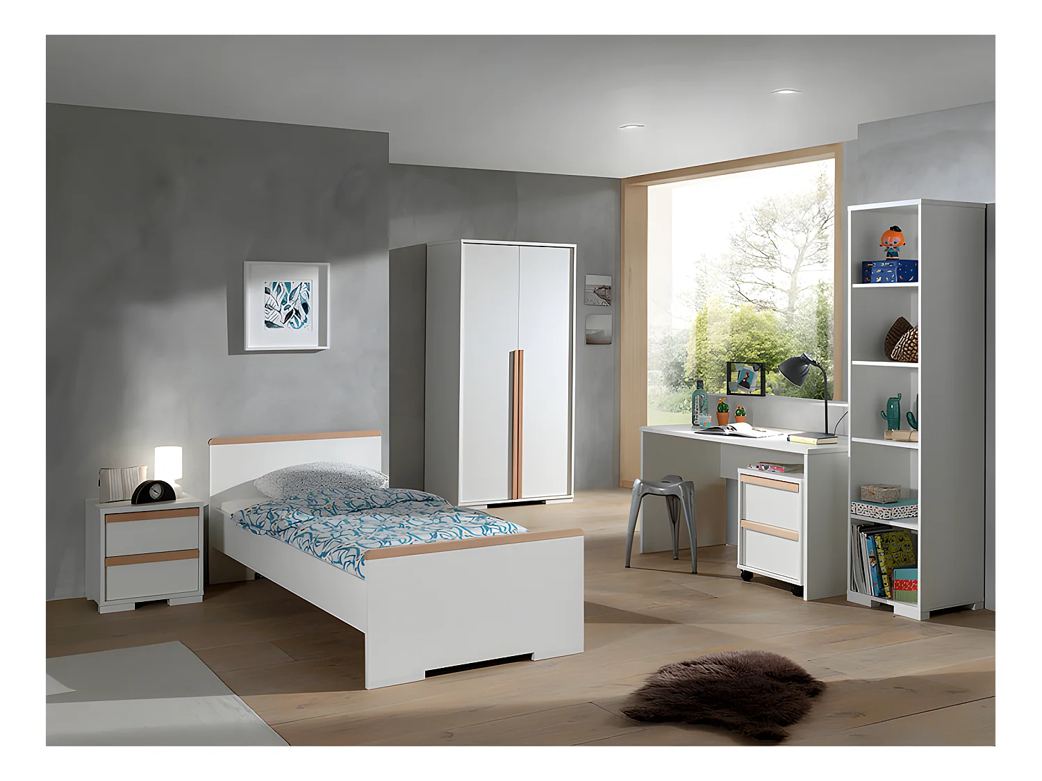 Chambre Complète Enfant 6P "London II" Blanc