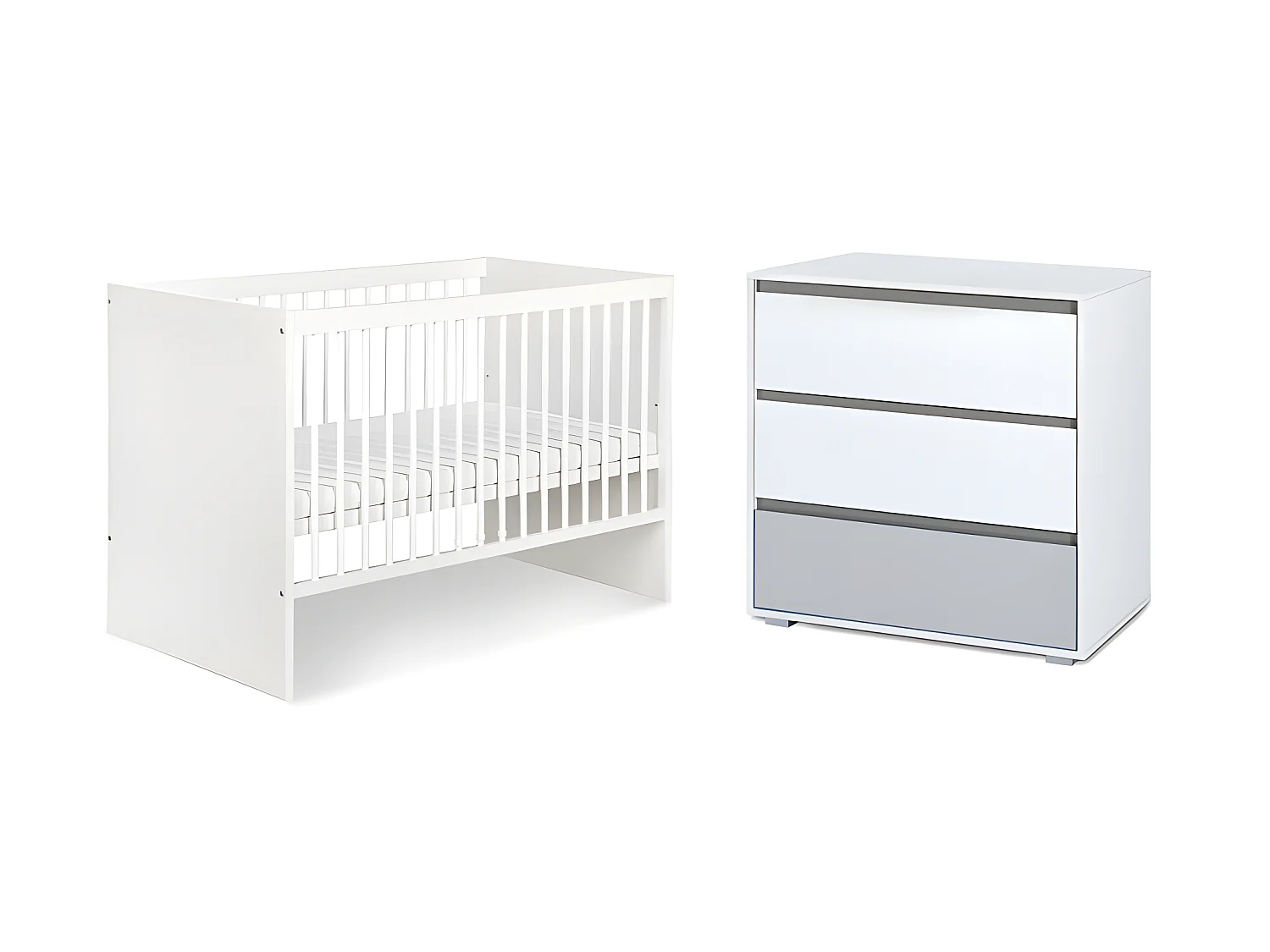 Lit bébé et commode à langer LittleSky by Klups Dalia - Blanc