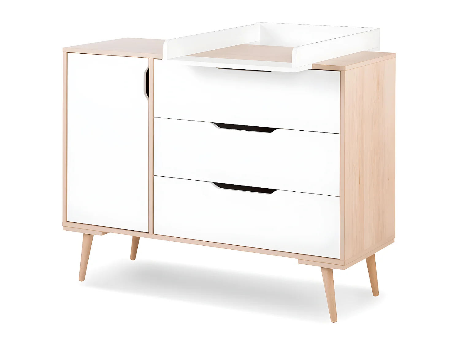 Chambre complète lit bébé 60x120 - commode à langer - armoire 3 portes LittleSky by Klups Sofie Blanc