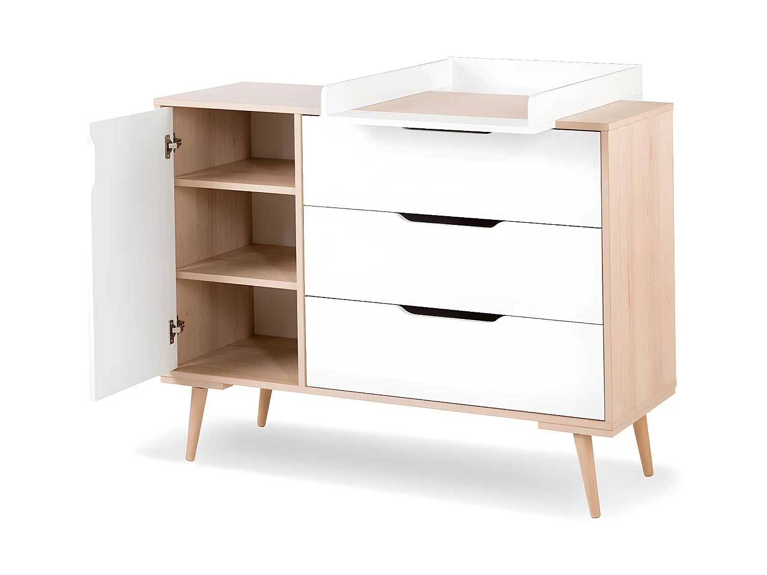 Chambre complète lit bébé 60x120 - commode à langer - armoire 3 portes LittleSky by Klups Sofie Blanc