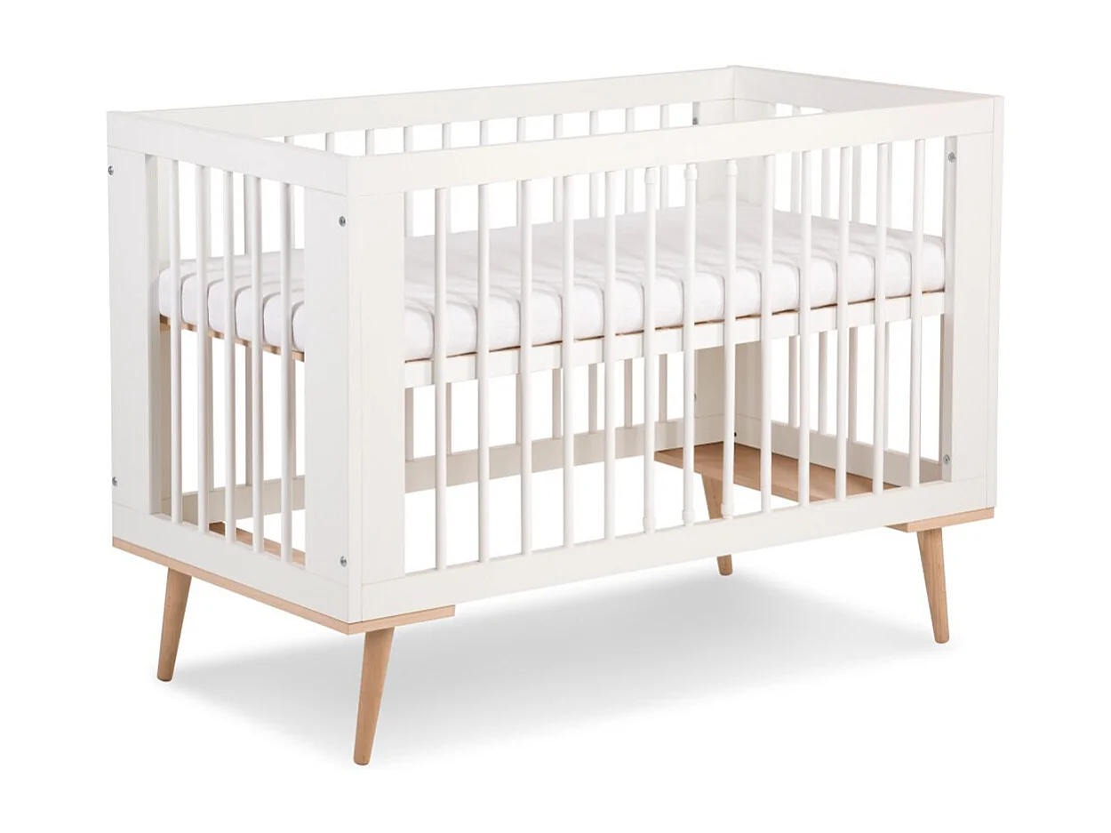 Chambre complète lit bébé 60x120 - commode à langer - armoire 3 portes LittleSky by Klups Sofie Blanc