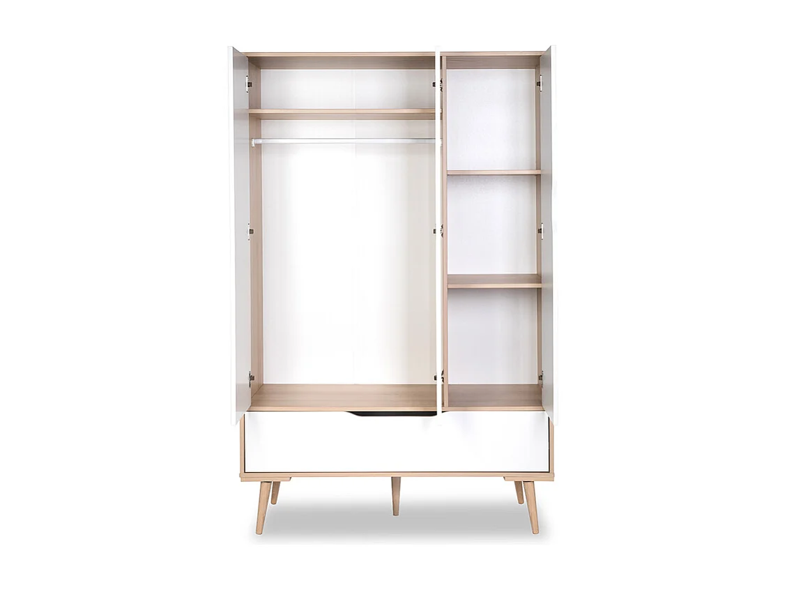Chambre complète lit bébé 60x120 - commode à langer - armoire 3 portes LittleSky by Klups Sofie Blanc
