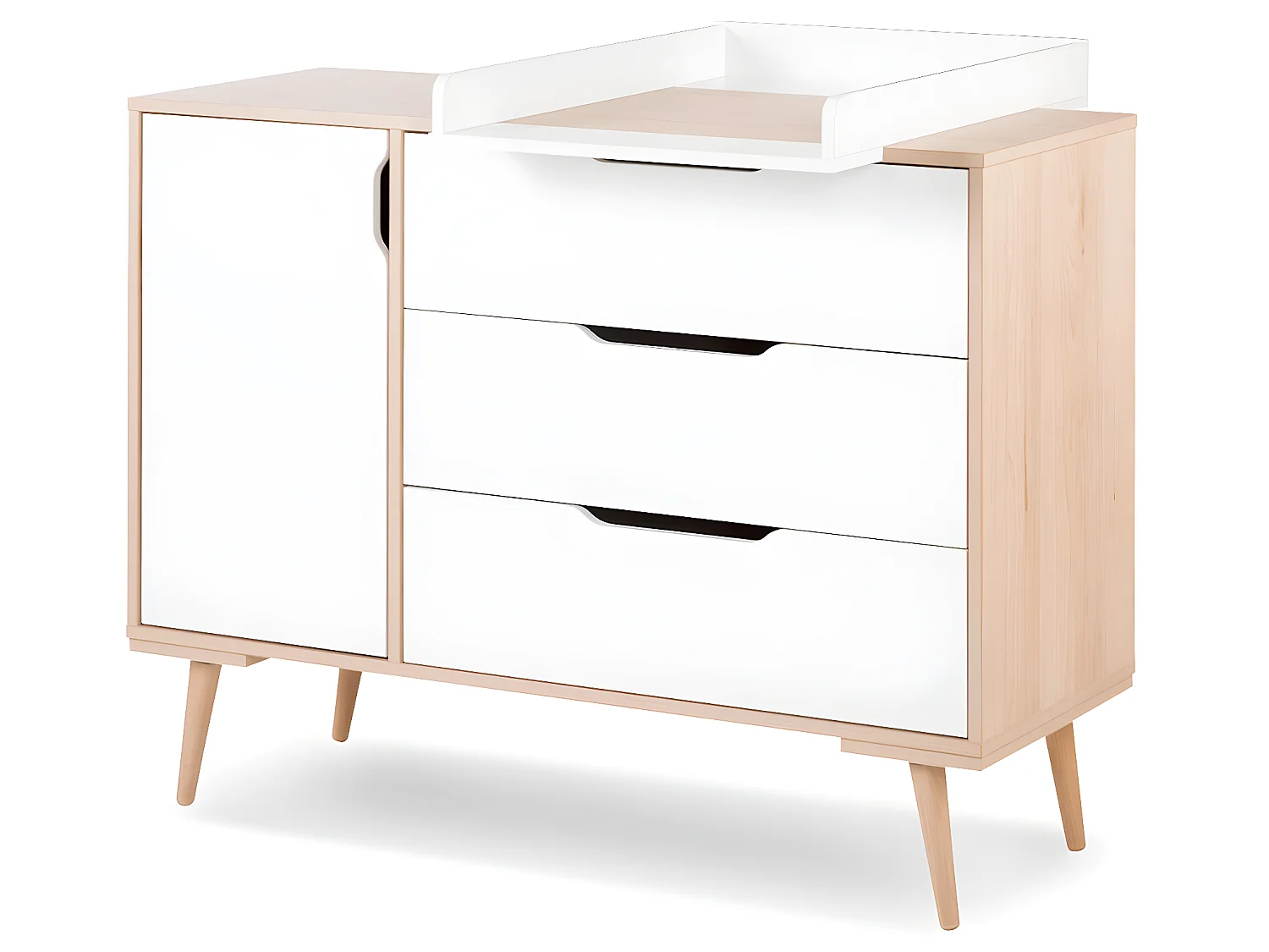 Chambre complète lit bébé 60x120 - commode à langer - armoire 3 portes LittleSky by Klups Sofie Blanc